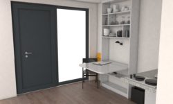 Scharbeutzer Straße 39 - Küche/Eingang (Einrichtungsbeispiel - wird unmöbliert vermietet)
