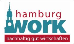 hamburgwork.org: Logo hamburg work (drunter steht "nachhaltig gut wirtschaften")