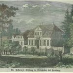 Dank Kolorierung fast so farbenfroh wie heute: die Pestalozzi-Stiftung Hamburg 1847 kolorierter Stich: Die Pestalozzi-Stiftung in Billwärder 1847